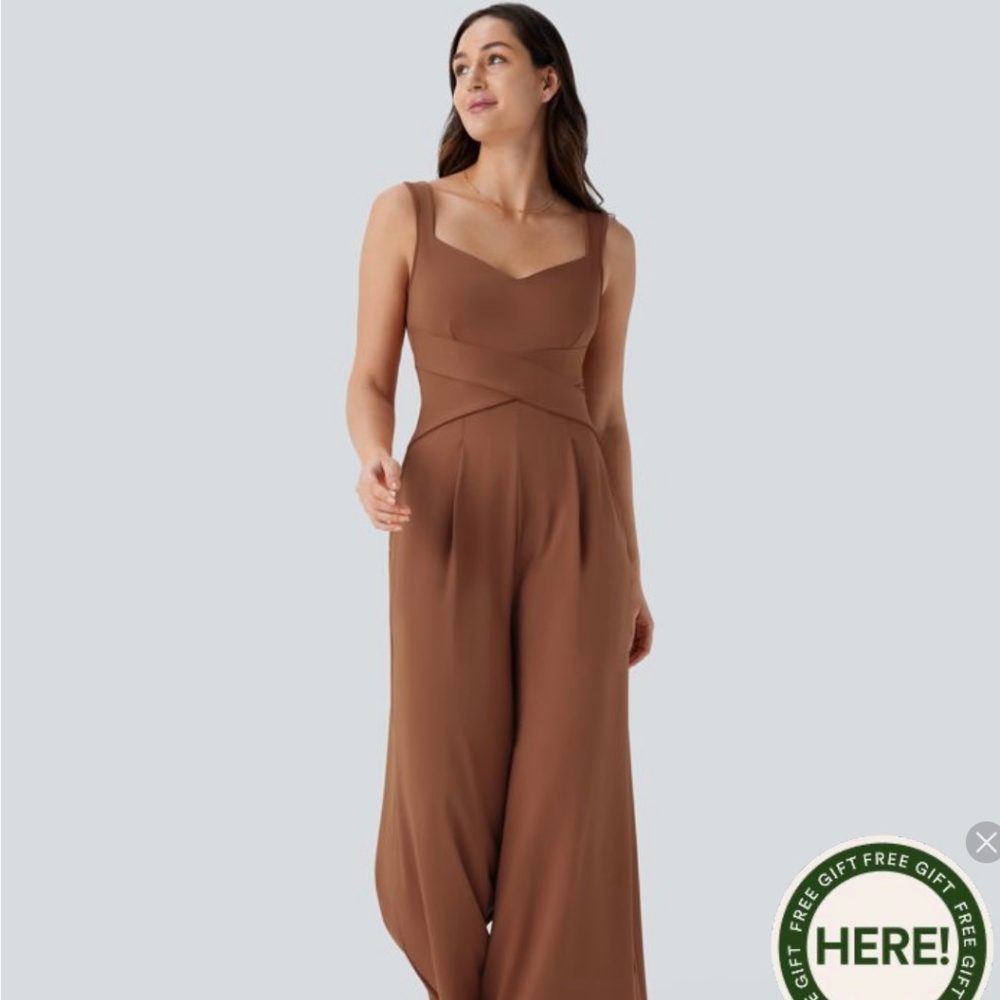 HALARA Brown Wide-Leg Jumpsuit